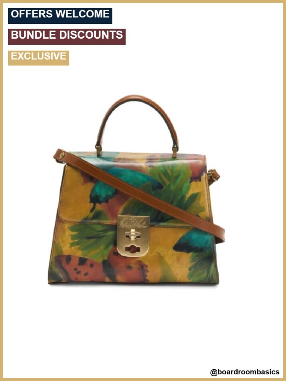 Full-Grain Leather Satchel Double Turn-Lock Crossbody